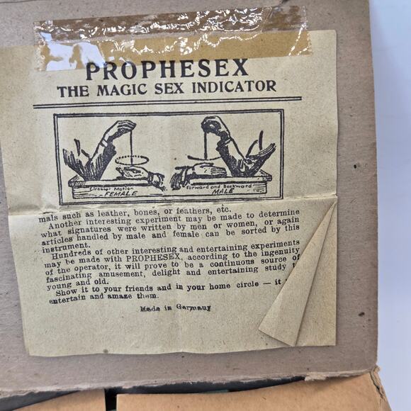Rare Prophesex Magic Sex Indicator German Pendulum Set w Box Instructions 1950s - Picture 2 of 7